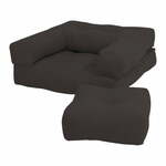 Otroški zložljivi fotelj s taburejem Karup Design Mini Cube Dark Grey