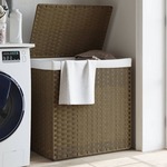 Vidaxl Košara za perilo z 2 predelkoma 53x35x57 cm poli ratan
