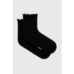 Nogavice UGG ženski, črna barva - črna. Visoke nogavice iz kolekcije UGG. Model izdelan iz elastičnega, enobarvnega materiala.