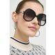 Sončna očala Gucci ženski, črna barva - črna. Sončna očala iz kolekcije Gucci. Model z enobarvnimi stekli in okvirjem iz plastike.