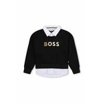 Otroški pulover BOSS črna barva - črna. Otroški pulover iz kolekcije BOSS. Model izdelan iz pletenine z nalepko.
