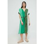 Dkny obleka za na plažo ženska, zelena barva - zelena. Obleka za na plažo iz kolekcije Dkny. Model je izdelan iz vzorčaste tkanine. Mehka, na otip prijetna tkanina.
