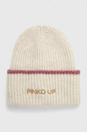 Otroška kapa s primesjo volne Pinko Up bež barva - bež. Otroški kapa iz kolekcije Pinko Up. Model izdelan iz debele pletenine.