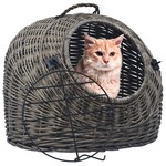 shumee Mačji transporter siv 45x35x35 cm naravna vrba