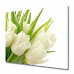 tulup.si Steklena podloga za rezanje Bele tulipani 2x30x52 cm