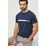 Bombažna kratka majica BOSS moški, mornarsko modra barva - mornarsko modra. Kratka majica iz kolekcije BOSS, izdelana iz tanke, elastične pletenine. Model iz izjemno udobne bombažne tkanine.