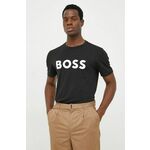 Bombažna kratka majica BOSS CASUAL moška, črna barva - črna. Kratka majica iz kolekcije BOSS, izdelana iz tanke, elastične pletenine. Model iz izjemno udobne bombažne tkanine.