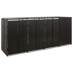 vidaXL Lopa za štiri smetnjake črna 274x80x117 cm poli ratan