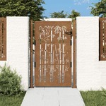 Greatstore Vrtna vrata 105x130 cm Corten jeklo dizajn bambusa