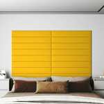 vidaXL Stenski paneli 12 kosov rumeni 90x15 cm žamet 1,62 m²