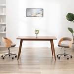 shumee Vrtljiv pisarniški stol taupe ukrivljen les in blago