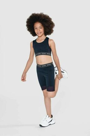 Otroški športni modrček Michael Kors črna barva - črna. Otroški športni nedrček iz kolekcije Michael Kors. Model izdelan iz tkanine s tiskom.