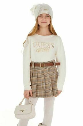 Otroški pulover Guess bež barva - bež. Otroške Pulover iz kolekcije Guess. Model izdelan iz tanke pletenine. Model iz izjemno udobne tkanine z visoko vsebnostjo viskoze.