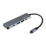 FIXED 5-portni aluminijasti USB-C Mini HUB za prenosnike in tablične računalnike, FIXHU-MN-GR siva
