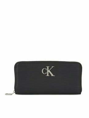 Calvin Klein Jeans Ženska denarnica Minimal Monogram Zip Around T K60K611269 Črna