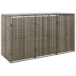 vidaXL Trojna lopa za smetnjak siva 207x80x117 cm poli ratan