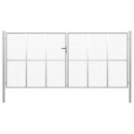 vidaXL Vrtna vrata pocinkano jeklo 415x225 cm srebrna