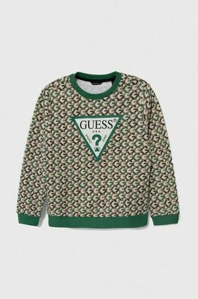 Otroški bombažen pulover Guess zelena barva - zelena. Pulover iz kolekcije Guess