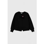 Otroški bombažen pulover Pinko Up črna barva - črna. Pulover iz kolekcije Pinko Up. Model izdelan iz pletenine s potiskom.