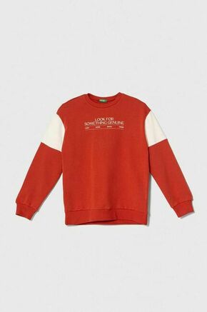Otroški bombažen pulover United Colors of Benetton rdeča barva - rdeča. Otroški pulover iz kolekcije United Colors of Benetton