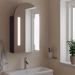 vidaXL Kopalniška omarica z ogledalom z LED obokana siva 42x13x70 cm