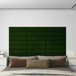 Greatstore Stenski paneli 12 kosov temno zeleni 60x15 cm žamet 1,08 m²
