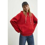 Pulover Answear Lab ženska, rdeča barva, s kapuco - rdeča. Pulover s kapuco iz kolekcije Answear Lab, izdelan iz enobarvne pletenine. Model iz izjemno udobne tkanine z visoko vsebnostjo bombaža.