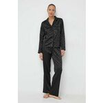 Pižama Guess ženska, črna barva - črna. Pižama iz kolekcije Guess. Model izdelan iz rahlo raztegljive tkanine. Model iz izjemno udobne, zračne tkanine.