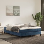 Greatstore Box spring postelja z vzmetnico temno modra 140x190cm žamet