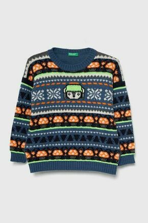 Otroški pulover s primesjo volne United Colors of Benetton - modra. Otroške Pulover iz kolekcije United Colors of Benetton. Model izdelan iz srednje debele pletenine. Zaradi svoje visoke termoregulacijske sposobnosti vam volna pomaga ohranjati...