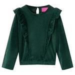 vidaXL Otroška bluza z naborki temno zelena 116