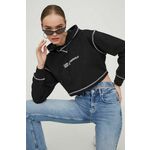 Pulover Karl Lagerfeld Jeans ženska, črna barva, s kapuco - črna. Pulover s kapuco iz kolekcije Karl Lagerfeld Jeans, izdelan iz elastične pletenine. Model iz visokokakovostnega in trajnostnega materiala.