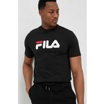 Bombažna kratka majica Fila črna barva - črna. Kratka majica iz kolekcije Fila. Model izdelan iz tanke, elastične pletenine.