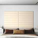 vidaXL Stenski paneli 12 kosov krem 90x15 cm žamet 1,62 m²