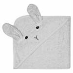 Siva bombažna otroška brisača s kapuco 76x76 cm Rabbit – Kindsgut