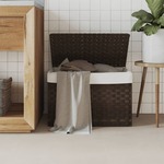 vidaXL Košara za perilo s pokrovom temno rjava 55,5x35x34 cm PE ratan