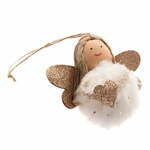 Bel tekstilni viseči okrasek v obliki angela Dakls, dolžina 9 cm