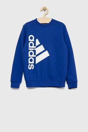 Otroški pulover adidas LK - modra. Otroški pulover iz kolekcije adidas. Model izdelan iz pletenine s potiskom.
