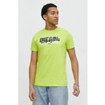 Bombažna kratka majica Diesel moški, zelena barva - zelena. Lahkotna kratka majica iz kolekcije Diesel, izdelana iz pletenine, prijetne na otip. Model iz izjemno udobne bombažne tkanine.