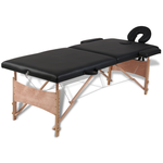 vidaXL Stol za masažu drvenim okvirom, 2 mjesta, Crna