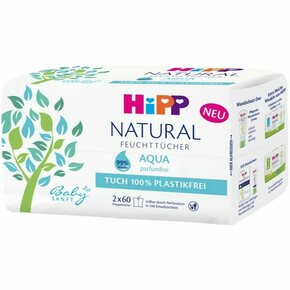 Hipp Babysanft Aqua Natural vlažni čistilni robčki za otroke od rojstva 2x60 kos