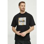 Bombažna kratka majica BALR. moški, črna barva - črna. Ohlapna kratka majica iz kolekcije BALR. Izdelana iz pletenine, prijetne na otip. Model iz izjemno udobne bombažne tkanine.