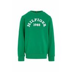 Otroški pulover Tommy Hilfiger zelena barva - zelena. Otroški pulover iz kolekcije Tommy Hilfiger. Model izdelan iz pletenine s potiskom.