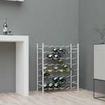 Greatstore Stojalo za vino za 48 steklenic, belo, kovinsko