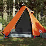 Vidaxl Šotor za kampiranje 2 osebi siv oranžen 267x154x117cm 185T taft