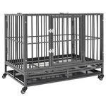 Greatstore Pasji boks s kolesi jeklo 92x62x76 cm