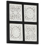 Vidaxl Ročno izrezljani stenski panel MDF 40x40x1,5 cm črn in bel