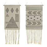 NEW Závesná ozdoba DKD Home Decor Etničen Črna Kremna Geometrijska Boho 46 x 1 x 64 cm (2 kosov)