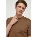 Kratka majica BOSS moški, rjava barva - rjava. Kratka majica iz kolekcije BOSS, izdelana iz enobarvne pletenine. Model iz zračne tkanine z visoko vsebnostjo bombaža.