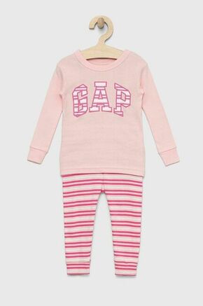 Otroška bombažna pižama GAP roza barva - roza. Pižama iz kolekcije GAP. Model izdelan iz pletenine vzorčaste pletenine. Nežen material